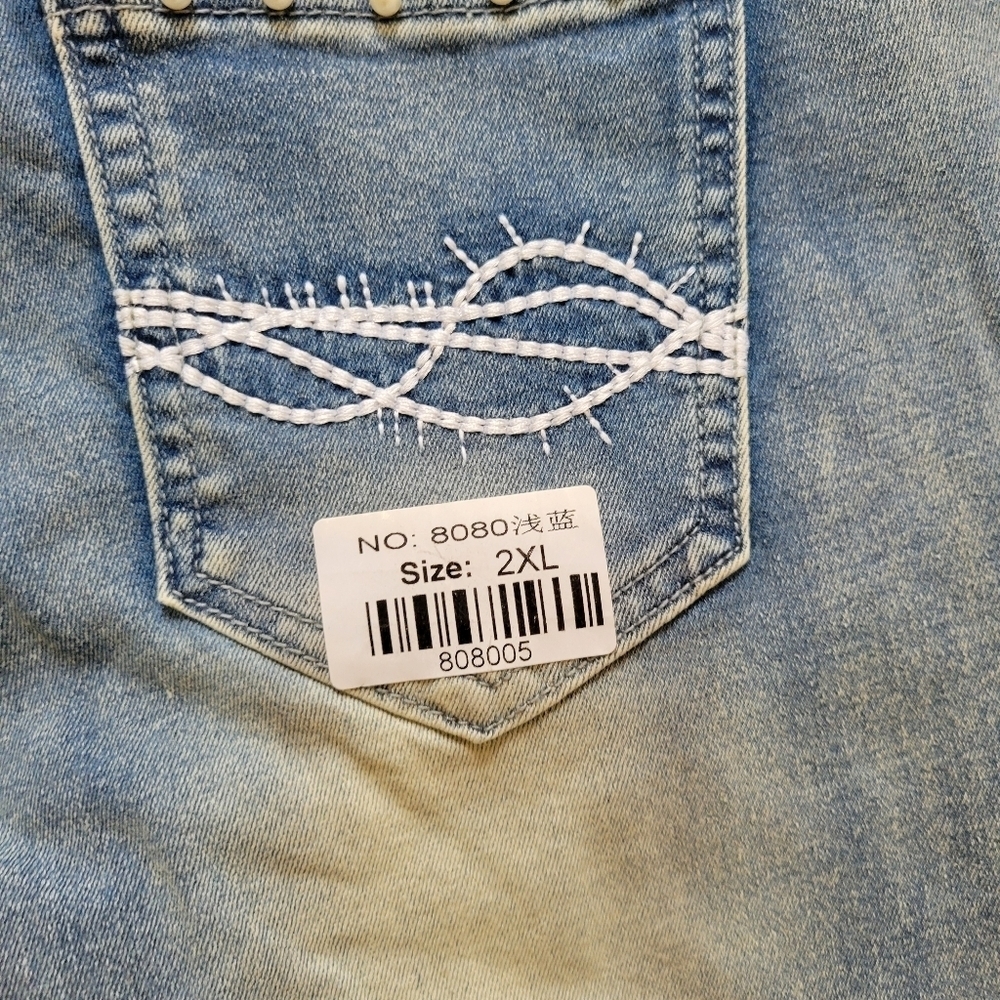 Elegant Light Blue Straight Jeans - Picture 5 of 13